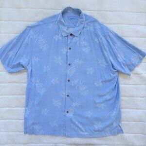 Tommy Bahama Button Down Blue Shirt XXL 100% Silk
